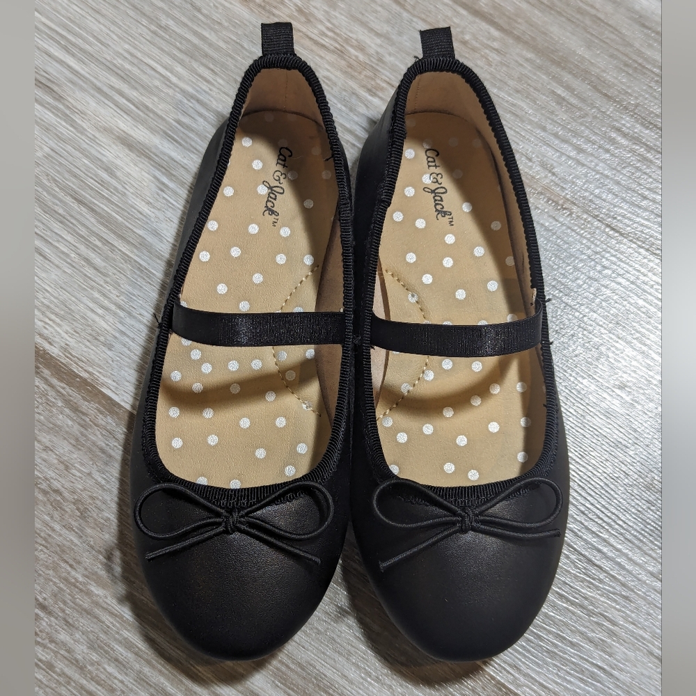 Cat and Jack slip-on ballet flats, new without tag size little kid 11, black